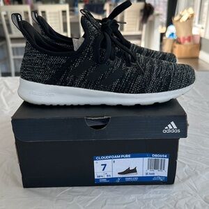 Adidas Kids Cloudfoam Pure Black and White Sneakers